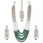 Aheli Classy Faux Kundan Beaded Pearl Long Necklace with Maang Tikka Set Indian Ethnic Wedding Bridal Jewelry for Women Aheli Classy Faux Kundan Beaded Pearl Long Necklace with Maang Tikka Set Indian Ethnic Wedding Bridal Jewelry for Women