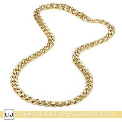 URBAN JEWELRY Polished Stainless Steel Mens Curb Chain Necklace in Variety of Sizes and Colors