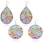 ZRosse 2 Pairs Bohemia Ethnic Colorful Hollow Round Leaf Dangle Drop Earrings Boho Fashion Psychedelic Colorful Hollow Ethnic Jewelry for Women and Girls