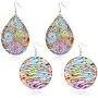 ZRosse 2 Pairs Bohemia Ethnic Colorful Hollow Round Leaf Dangle Drop Earrings Boho Fashion Psychedelic Colorful Hollow Ethnic Jewelry for Women and Girls ZRosse 2 Pairs Bohemia Ethnic Colorful Hollow Round Leaf Dangle Drop Earrings Boho Fashion Psychedelic Colorful Hollow Ethnic Jewelry for Women and Girls