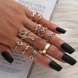 Snake Knuckle Stacking Ring Set Boho Vintage Gold Stackable Midi Finger Rings for Women Teen Girls
