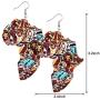 10 Pairs Wooden Earrings African Map Jewelry Ethnic Style Earring Bohemian Drop Earrings