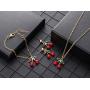 Buyless Fashion Girls And Women Cherry Jewelry Set Red Cherry Dangle Earrings Necklace And Bracelet