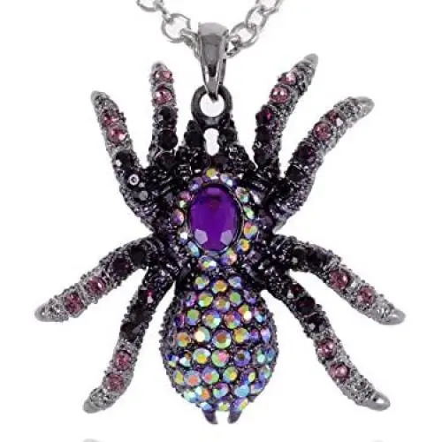 Alilang Synthetic Jet Black Czech Crystal Rhinestones Tarantula Spider Insect Bug Pendant Necklace Alilang Synthetic Jet Black Czech Crystal Rhinestones Tarantula Spider Insect Bug Pendant Necklace