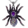 Alilang Synthetic Jet Black Czech Crystal Rhinestones Tarantula Spider Insect Bug Pendant Necklace