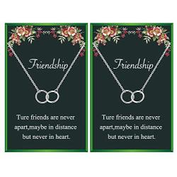 Your Always Charm Friendship Necklace for 2 Best Friend Necklace Two Interlocking Infinity Double Circles Pendant Necklace for Friends