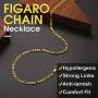 ChainsHouse 4-13mm Figaro Chain Necklace Stainless Steel/18K Gold Plated Figaro Link Chain for Men Women, 18''-30'', Send Gift Box