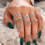 7-19pcs Silver Star Moon Knuckle Ring Set for Women Girls Vintage Stackable Midi Finger Rings Set