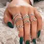 7-19pcs Silver Star Moon Knuckle Ring Set for Women Girls Vintage Stackable Midi Finger Rings Set