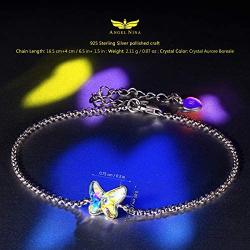 ANGEL NINA Gifts for Her Valentines Day 925 Sterling Silver Stud Earrings Bracelet Butterfly Crystals Jewelry for Women Birthday Graduation with Gift Box