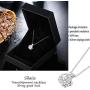Sllaiss 925 Sterling Silver Rotatable Necklace for Women Girls Personalize Cubic Zirconia Pendant Necklace Flower CZ Necklace Chain 16” Jewelry Gift