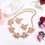 EVER FAITH Austrian Crystal Enamel Lovely Flying Pigs Wing Animal Necklace Earrings Set Clear