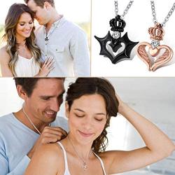 Aienid Couple Necklace Pendant Stainless Steel Necklace for Him and Her Wedding Gifts for Couple Unique