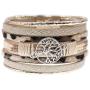 KSQS Tree of Life Leather Multi-Layer Wraps Bracelet,Boho Wide Buckle Wristband Bangle,Braided Cuff Bracelets for Women