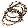 RIAH FASHION Bohemian Multi-Layer Beaded Pendant Statement Stretch Strand Bracelet - Sparkly Bead Tassel Pom Pom Star Charm Stack Cuff Bangles