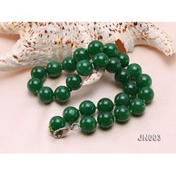 JYXJEWELRY Fashion Jade Necklace 12mm Green Malay Jade Necklace Round Beads Gemstone Jewelry For Women 18''