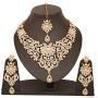 Touchstone Indian Bollywood Traditional Royal Look Attractive Filigree Carving Rhinestone Grand Bridal Designer Jewelry Necklace Set for Women