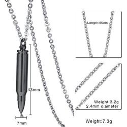 MPRAINBOW Mens Stainless Steel Cremation Urn Bullet Pendant Ashes Necklace Keepsake Memorial Jewerly,Free Chain