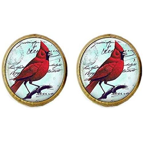 Cardinal Red Bird Pattern Earrings,Art Jewelry,Charm Jewelry Friend Gift