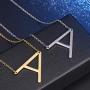 nichowy 2PCS 18K Gold Plated Necklace A-Z Large Letter Pendant Sideways Initial Monogram Necklace for Women and Girls Personalized Jewelry White/Gold Set Stainless Steel