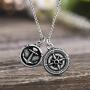 Steve Madden Mens Oxidized Anchor and Compass Design Coin Charm Chain Necklace in Stainless Steel, Silver, 28