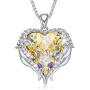 CDE Necklace for Women Girls Angel Wing White Gold Plated Pendant Heart of Ocean Heart-Shape Jewelry Embellished with Crystals from Swarovski Necklaces for Mom Gift for Mothers Day