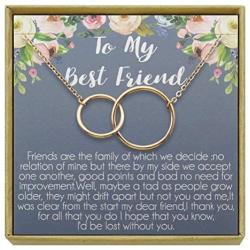 IDLAN Best Friend Necklace BFF Gift Long Distance Going Away Gift Friendship Quotes Gifts 2 Interlocking Infinity Circles Graduation Gift
