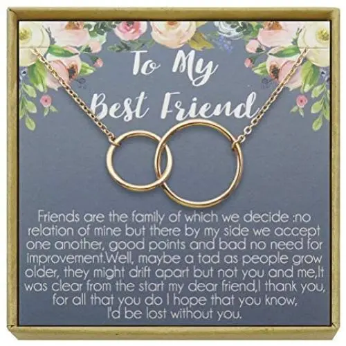 IDLAN Best Friend Necklace BFF Gift Long Distance Going Away Gift Friendship Quotes Gifts 2 Interlocking Infinity Circles Graduation Gift IDLAN Best Friend Necklace BFF Gift Long Distance Going Away Gift Friendship Quotes Gifts 2 Interlocking Infinity Circles Graduation Gift