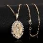 AOASK Women Crystal Rhinestone Virgin Mary Pendant Necklace Gold Retro Accessories Party Gifts