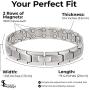 Elegant Mens Double Magnet Wide Titanium Magnetic Therapy Bracelet Pain Relief for Arthritis and Carpal Tunnel (Silver)