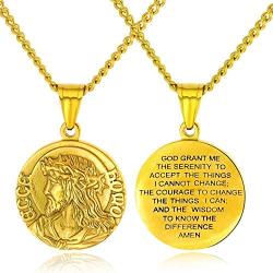 XRDSS Christian Jesus Christ Face Pendant Necklace Stainless Steel Medallion Necklace