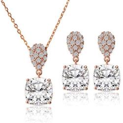 A+O Mother of The Bride or Groom Gift, Cushion Cut Wedding Jewelry Set in Silver, Gold, Rose Gold