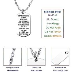 lauhonmin Inspirational Graduation Gifts Necklace - Keep Fucking Going You are Braver Stronger Smarter Than You Think Stainless Steel
