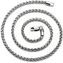 AmyRT Jewelry 4mm Titanium Steel Wheat Silver Chain Necklaces for Men & Women 16 to 30 Inches