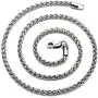 AmyRT Jewelry 4mm Titanium Steel Wheat Silver Chain Necklaces for Men & Women 16 to 30 Inches AmyRT Jewelry 4mm Titanium Steel Wheat Silver Chain Necklaces for Men & Women 16 to 30 Inches