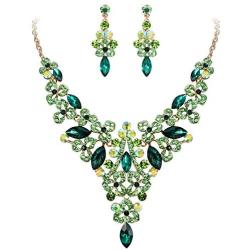 EVER FAITH Womens Austrian Crystal Elegant Bridal Hollow Flower Leaves Necklace Earrings Set