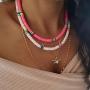 MUYOU Boho Choker Necklace for Women African Heishi Bead Necklace Choker Surfer Necklace Summer Beach Necklaces for Women Girls