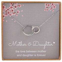 Mothers Gifts for Daughters - Sterling Silver Infinity 2 Circle CZ Necklace,Mothers Day Jewelry Birthday Gift