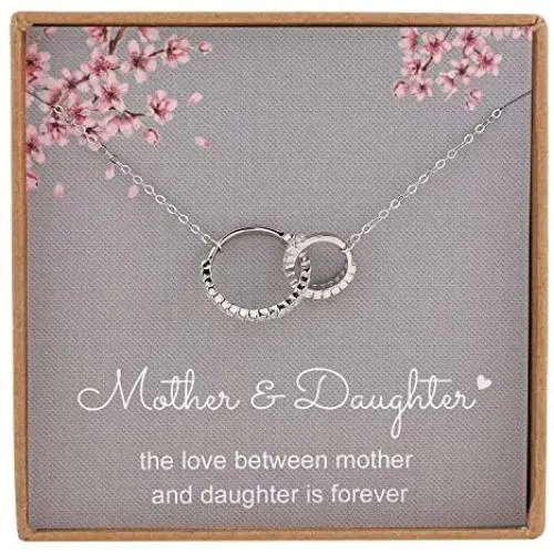 Mothers Gifts for Daughters - Sterling Silver Infinity 2 Circle CZ Necklace,Mothers Day Jewelry Birthday Gift Mothers Gifts for Daughters - Sterling Silver Infinity 2 Circle CZ Necklace,Mothers Day Jewelry Birthday Gift
