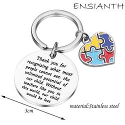 ENSIANTH Autism Teacher Keychain Autism Teacher Gift Autism Jewelry Gift Autism Teacher Appreciation Gift