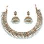 SANARA Traditional Indian Bollywood Gold Plated Stone Made Pearl Choker Necklace Earring Set Women Wedding Wear Jewelry