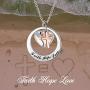 Two-Tone Sterling Silver and Rose Gold or Gold-''Faith Hope Love'' Cross Charm Pendant Necklace with Austrian Crystal