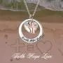 Two-Tone Sterling Silver and Rose Gold or Gold-''Faith Hope Love'' Cross Charm Pendant Necklace with Austrian Crystal