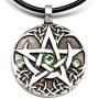 Trilogy Jewelry Pewter Lunar Pentagram with 3 Swarovski Crystals for Birthday on Leather Necklace