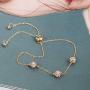 Dainty Gold CZ Bracelet 14K Gold Plated Chain Sparkly Cute Cubic Zirconia Beads Adjustable Bracelets for Women Girls