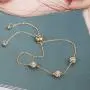 Dainty Gold CZ Bracelet 14K Gold Plated Chain Sparkly Cute Cubic Zirconia Beads Adjustable Bracelets for Women Girls