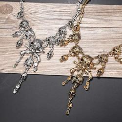 YADOCA 2 Pcs Multi-Level Pirate Skull Charm Necklace Collar Bib for Women Punk Gothic Statement Party Jewelry