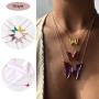 yfstyle 4Pairs / 9Pairs Butterfly Necklace and Butterfly Drop Earrings Set Adjustable Butterfly Rhinestone Necklace Acrylic Butterfly Stud Earrings for Women Girls
