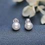 7-7.5mm Freshwater Pearl Earrings with Moissanite 925 Sterling Silver Plated 18K White Gold for Women Girls