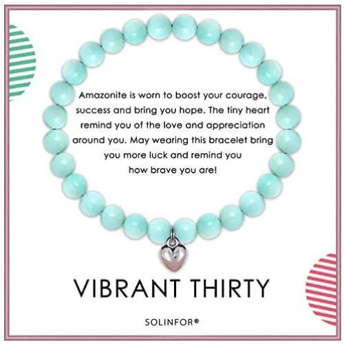 SOLINFOR 30th Birthday Gifts for Women - Amazonite Beads Bracelet - 30 Years Old Jewelry Gift Idea for Her